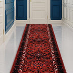 Custom Made Runner Rug Low Pile With Rubber Backing For Kitchen Foyer Hallway Entry Choose Your Length Size 31 Inch Wide Tribal Oriental Bokhara Torkaman Burgundy Color (2 feet x 31 Inch)