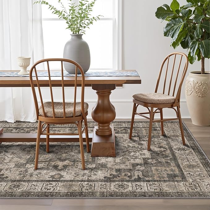 LUMI Washable Area Rug 8x10 for Living Room, Ultra Soft Stain Resistant Carpet with Non Slip Rubber Backing, Non-Shedding Low Pile Rugs for Bedroom, Dining Room, Indoor, Office
