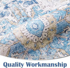 jinchan Kelda Area Rug 8x10 Washable Living Room Rug Vintage Soft Indoor Large Floor Cover Retro Distressed Mat Accent Lightweight Non-Slip Thin Carpet for Kitchen Bathroom Bedroom Blue