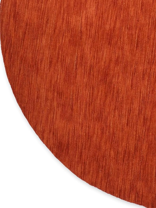 Hand Knotted Loom Wool ECO-Friendly Area Rugs - 6'x6', Round, Light Red Color, Solid Plain Design, High Pile Handmade Anti Skid Area Rugs for Living Room, Bed Room (L00111)