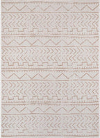 Beverly Rug Waikiki Indoor Outdoor Rug 5x7, Washable Outside Carpet for Patio, Deck, Porch, Trellis Area Rug, Water Resistant, Beige - White