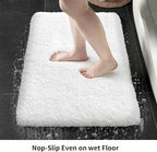 White Bathroom Runner Rug 24x59 Non Slip Fluffy Long Bath Mat for Bathroom Floor Washable Plush Luxury Bath Rug for Tub Absorbent Shower Sink Mat Bedside Rug
