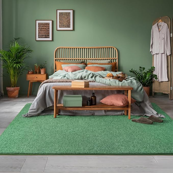 AROGAN Small Washable Area Rugs for Bedroom, 2×4 Runner Rug with Memory Foam for Hallway, Non Slip Fluffy Carpet Indoor Rug Runner for Kitchen, Bedside, Entryway Bathroom Home Decor, Matte Green