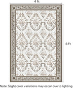 SOULFUL Medium Pile 4x6 Rugs for Living Room - Soft Underfoot Area Rug - Brown Boho Floral - Washable Non-Slip - Perfect for Bedroom Kids Room Under Dining Table Office