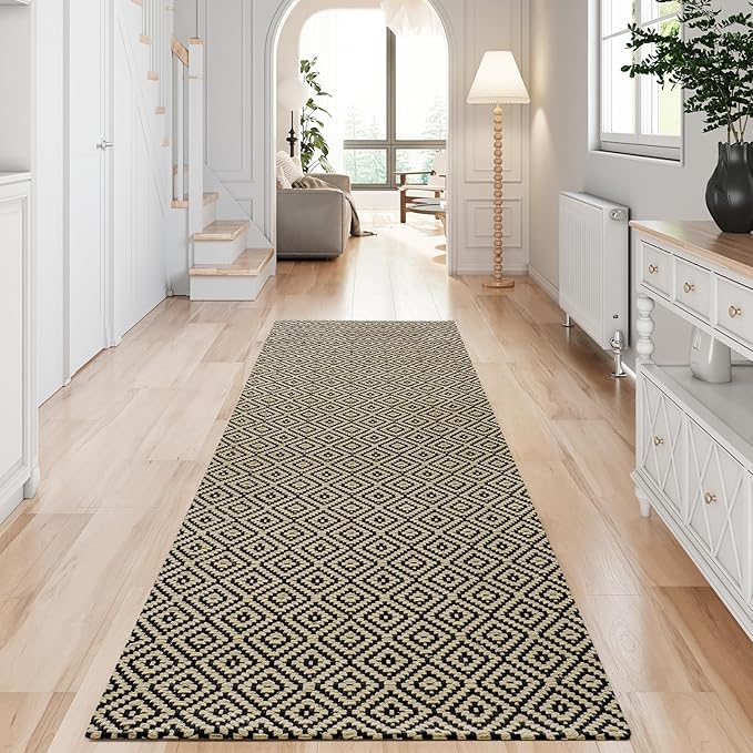 Hallway Runner Rug 2x6, Washable Kitchen Runners Non Slip, Ultra Thin Entryway Floor Mat Fit Under Door, Soft Low Pile Cotton Boho Carpet for Laundry Outdoor Bedroom