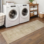 2x6 Runner Rug Non Slip Kitchen Runner Rug and Hallway Rug, Lightweight Washable Runner Carpet for Entryway,Laundry Room, Brown Pink