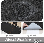 BEQHAUSE Dog Door Mat for Muddy Paws 32"x70" Dirt Trapper Absorbent Doormat Non Slip Entryway Rugs Washable Stain Resistant Welcome Floor Mat Soft Low-Profile for Front Back Door, Black