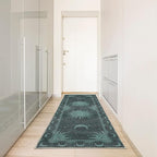 Ambesonne Sun and Moon Decorative Rug, Bohemian Artwork Design of Crescent Solar Ornament Esoteric Stars Ornaments, Quality Carpet for Bedroom Dorm and Living Room, 2' 5" x 7' 5", Grey Teal