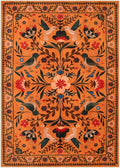 Moynesa Bedroom Rug 5x7, Washable Bohemian Scandinavian Orange Area Rugs for Living Room Dining Room Reading Coner, Modern Country Floral Bird Carpet, Fall Home Decor Non-Slip Protection