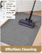 Color&Geometry Ultra-Thin Indoor Door Mat, 22.6"x31.5" Low-Profile Non-Slip Entryway Rug with Modern Geometric TextureWashable Doormat for Entrance Front Doors,Light Grey (Rolled-up NO Creases)