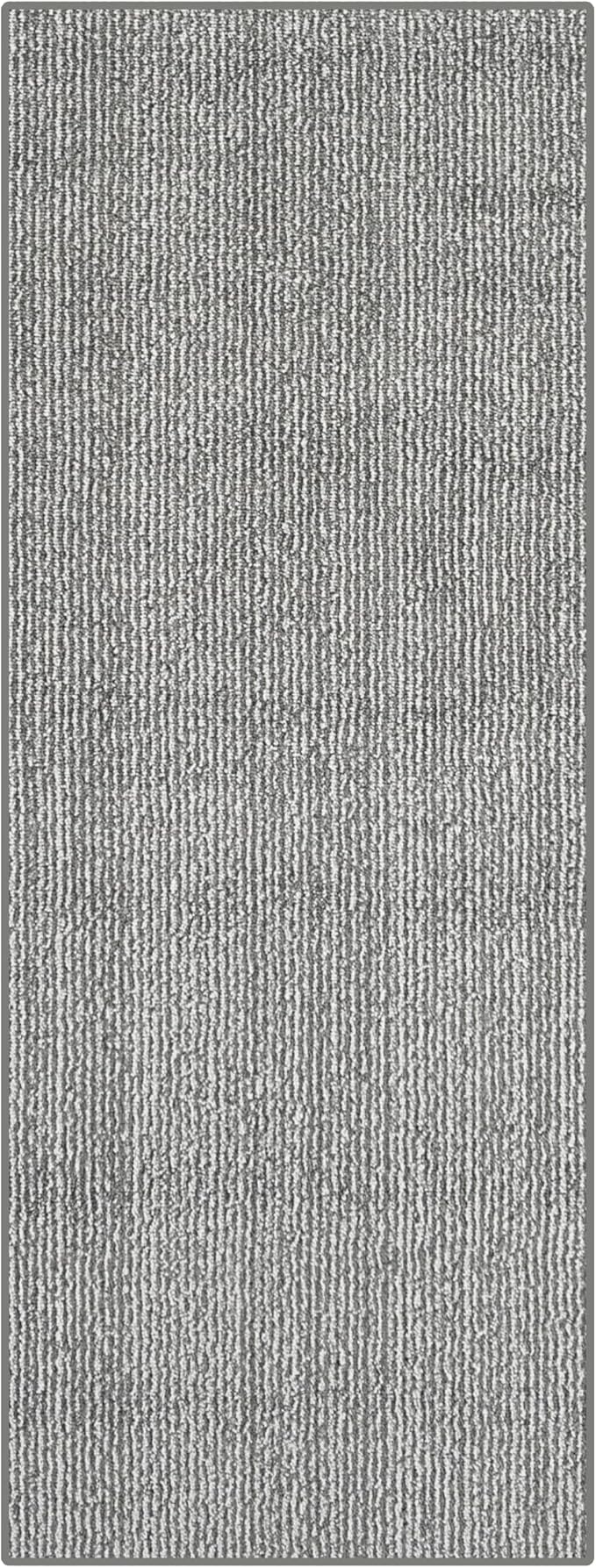 14ft Custom Hallway Rug - Striped Grey | Non-Slip Rubber Backed | Washable & Pet Friendly | No-Fray Edge Finished