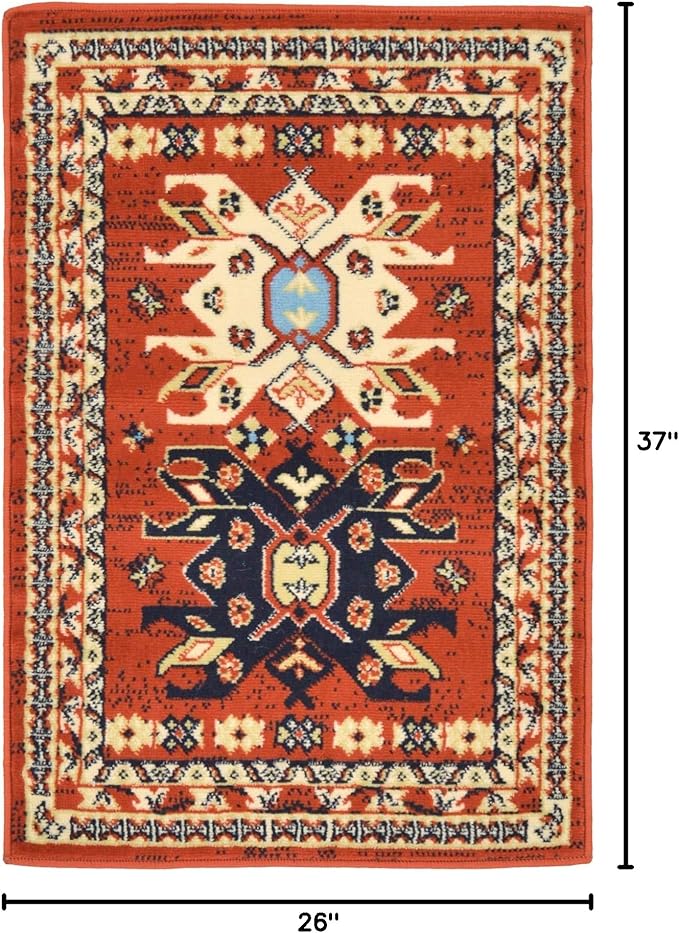 Unique Loom Taftan Collection Border Geometric Tribal Inspired Design Area Rug (2' 2 x 3' 0 Rectangular, Terracotta/ Ivory)