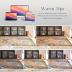 Phantoscope Washable Area Rug 4'x6' Non-Slip, Vintage Boho Rugs for Living Room, Bedroom, Dining Room, Distressed Moroccan Mosaic Diamond Pattern, Low-Pile Foldable Floor Carpet, Terracotta/Rust