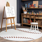 Soft Round Rugs for Bedroom, Baseball Rug for Boys, Bedside Area Kids Carpet, Baseballs Lovers Home Decor Indoor Circle Carpets for Living Room, Nursery, Dorms Machine Washable,40 Inch