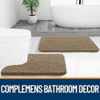 OLANLY Bathroom Rugs 24x16, Extra Soft Absorbent Chenille Bath Rugs, Rubber Backing Quick Dry, Machine Washable Bath Mats for Bathroom Floor, Tub and Shower, Home Decor Accessories, Tan