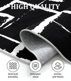 YIHOUSE Black Modern Geometric Area Rug 8x10, Black and White Rug with Abstract Rectangular Patterns,Non-Shedding Washable Rugs for Bedroom, Home Office and Living Room
