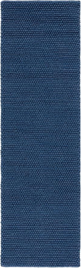 SAFAVIEH Natura Collection Runner Rug - 2'3" x 12', Navy & Blue, Handmade Wool Blend, Textured Design, Ideal for Hallway, Bedroom, Foyer (NAT620M)