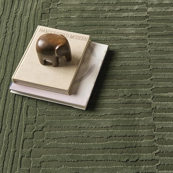 Revival Rugs Soloba 7'10"x10' Washable Area Rug for Living Room Bedroom - 100% Recycled Oeko-TEX Certified, Medium Pile, Green