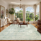 Lahome Vintage 8x10 Washable Green Rugs for Living Room Bedroom, Boho Dining Room Rugs for Under Table, Soft Non Slip Indoor Throw Carpet for Home Office Playroom (8x10ft,Light Green)