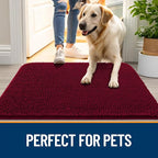 OLANLY Dog Door Mat for Muddy Paws 59x32, Absorbs Moisture and Dirt, Absorbent Non-Slip Washable Doormat, Quick Dry Chenille Mud Mat for Dogs, Entry Indoor Entryway Carpet for Inside Floor, Burgundy