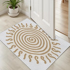 Boho Washable Rugs for Bedroom 4x6, Modern Sun Print Soft Minimalism Area Rug, Non Slip Low Pile Abstract Carpet for Classroom Living Room Decor Dining Room, Beige Yellow