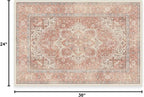 RUGGABLE Washable Area Rug – Kamran Rose Pink 2x3, Stain-Resistant, Non-Slip – Small Machine Washable Rugs for Living Room, Bedroom, Hallway, Entryway & Bathroom–with Standard Pad