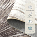 Lahome Modern 2.5x8 Washable Runner Rug, Non-Slip Stain Resistant Ultra-Thin Kitchen Hallway Runner, Abstract Print Carpet Rug for Hallway Bedroom Laundry - Brown/Gray
