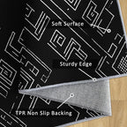 Geometric Rug, Washable 5x7 Rug for Living Room, Black and White Patterned Indoor Carpet, Modern Geometric Decor for Home, Bedroom, Soft Non Slip Thin Design FER18