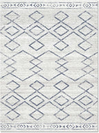 jinchan Moroccan 6x9 Area Rugs for Living Room - Machine Washable Soft Modern Geometric Stain Resistant Ultra-Thin Low-Pile Large Rug Non-Slip Carpet for Bedroom Kitchen Dining Room (6x9ft, Blue)
