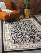 Unique Loom Sialk Hill Collection Area Rug - Washington (7' 1" x 10' Rectangle Black/Gray)