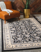 Unique Loom Sialk Hill Collection Area Rug - Washington (9' 10" x 13' 1" Rectangle Black/Gray)