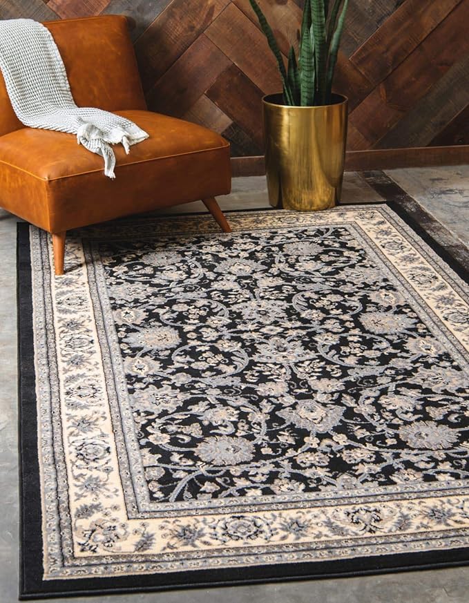 Unique Loom Sialk Hill Collection Area Rug - Washington (2' 2" x 3' 1" Rectangle Black/Gray)