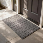 Front Door Mat Outside Entrance, Outdoor Indoor Door Mats for Entryway, Entrance, Entry, Patio, Waterproof Non Slip Doormat, Low-Profile, 24" × 35“, Grey