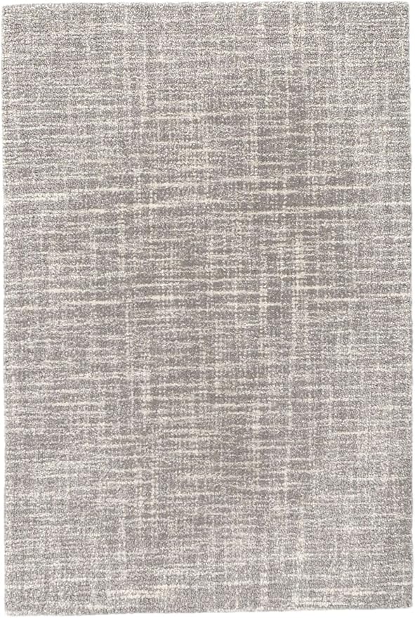 Dash and Albert Crosshatch Wool Area Rug - 5' x 8' Dove Grey Solid Hand Micro Hooked Accent Rug - Durable, High Traffic Areas Bedroom, Hallway, Stairs