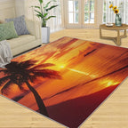 Coastal Rugs for Bedroom - 5x6 Area Rug - Ocean Beach Rugs for Living Room, Sunset Palm Trees Rug, Non-Slip Washable Home Decor Carpet
