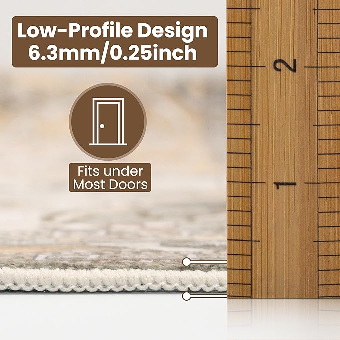 Washable Area Rug 4x6 | Non Slip Area Rug for Living Room, Bedrooms, Dining Room | Ultra-Soft Flannel Carpet Area with Rubber Backing (Light Sage Brown, 4x6)