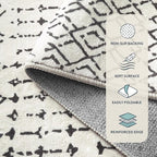 Lahome Moroccan Runners for Hallways 2x8 Beige Washable Runner Rug Non-Slip Stain Resistant Kitchen Rug Runner, Geometric Print Distressed Soft Untra- Thin Floor Carpet for Bedroom Entryway