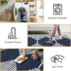HelloTree Area Rug 4x6 Geometric Rug,Washable Modern Neutral Stain Resistant Indoor Carpet Boho Living Room Moroccan Rugs Fluffy Rug for Living Room Bedside Room Decor for Family-Blue