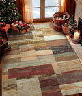 YIHOUSE Brown Area Rug 5x7, Farmhouse Rugs Washable,Vintage Burgundy Carpets for Bedroom,Burnt Orange Area Rug Non Slip,Geometric Boho Rug for Kitchen,Dining Room