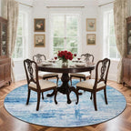 Round 8ft Area Rug Modern Abstract Washable Carpet for Living Room Bedroom Dining Room Home Office - Abstract Teal Grey