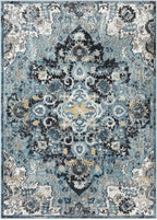 LUXE WEAVERS Moroccan Blue 8x10 Medallion Area Rug for Living Rooms