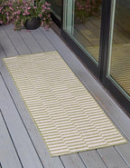Unique Loom Outdoor Striped Collection Area Rug - Striped (2' 7" x 10' Runner Green/Ivory)