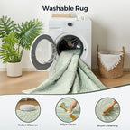WITSHOCK 5x7 Washable Rug for Living Room,Modern Floral Distress Print Pattern Area Rugs,Stain Resistant with Non Slip Backing Carpet for Dining Room,Bedroom & Home Decor,Green/Light Green