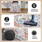 Area Rug for Living Room, 9x12 Machine Washable Non Slip Large Faux Wool Throw Rug, 0.3″ Low Pile & Non-Shedding Boho Large Carpet Rugs for for Dining Room, Bedroom, Office (Pastel Orange)