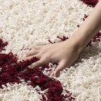 SAFAVIEH Dallas Shag Collection Runner Rug - 2'3" x 8', Ivory & Red, Trellis Design, Non-Shedding & Easy Care, 1.5-inch Thick Ideal for High Traffic Areas in Living Room, Bedroom (SGD257R)