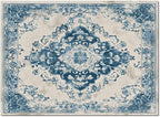 Blue Bohemian Rectangular Area Rugs for Living Room Bedroom 5 x 8 ft Vintage Farmhouse Floral Pattern Non-Shedding Soft Low Pile Rug Non Slip Washable Rug for Nursery Entryway Playroom