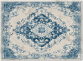 Blue Bohemian Rectangular Area Rugs for Living Room Bedroom 3 x 5 ft Vintage Farmhouse Floral Pattern Non-Shedding Soft Low Pile Rug Non Slip Washable Rug for Nursery Entryway Playroom