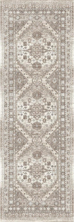 zesthome Washable Runner Rug 2.5x8 - Stain Resistant Entryway Rug,Ultra-Thin Kitchen Rugs, Anti Slip Backing Runner Rugs for Entrance Laundry Room Indoor Hallway (Brown/Beige,2.5'x8')