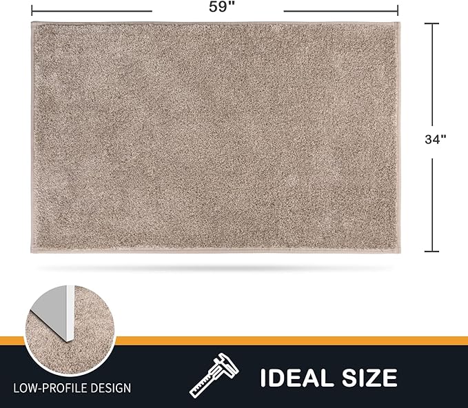 PURRUGS Dirt Trapping Door Mat 34" x 59", Non-Slip Machine Washable Entry Rug, Shoe Scraper, Dog Doormat, Super Absorbent Welcome Mat for Front & Back Door, Muddy Shoes & Paws, Taupe