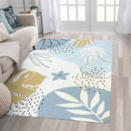 Lahome Boho Washable Blue Rug - 3x5 Small Non-Slip Low-Profile Carpets for Living Room, Bedroom, Entryway, Laundry Room, Kitchen, Office